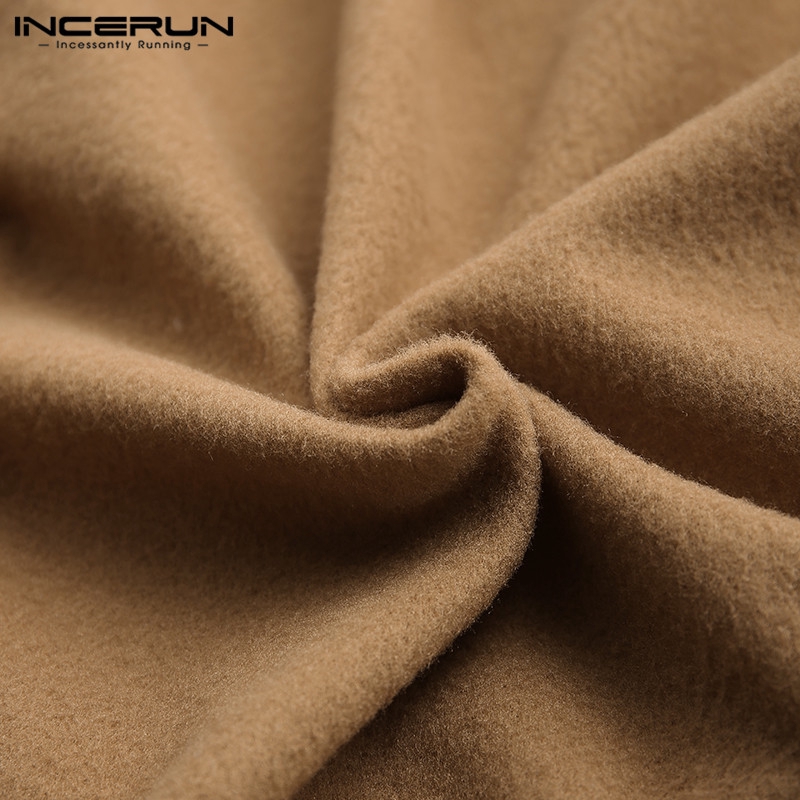 Áo khoác INCERUN dáng rộng màu trơn cổ điển cho nam