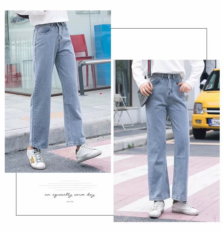 Quần Jeans Nữ Lưng Cao Ống Rộng Thời Trang Hàn Quốc 2020