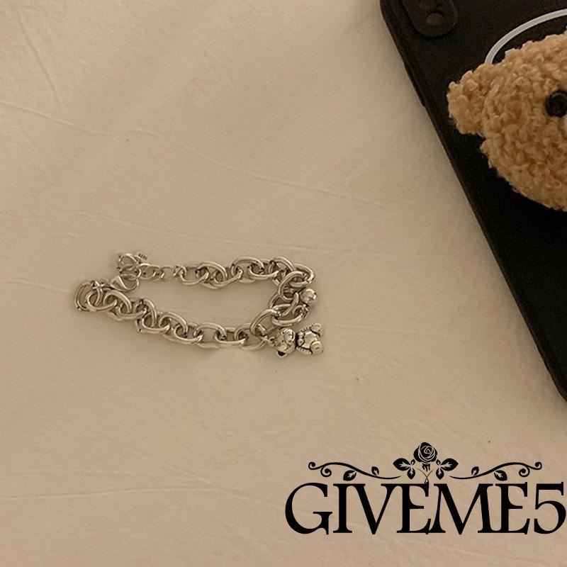 Vòng tay kim loại mặt hình gấu dễ thương cho nữ