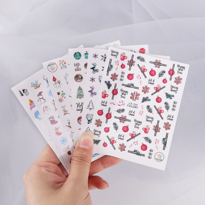 Miếng Dán Trang Trí Móng Tay Chủ Đề Giáng Sinh Dễ Thương