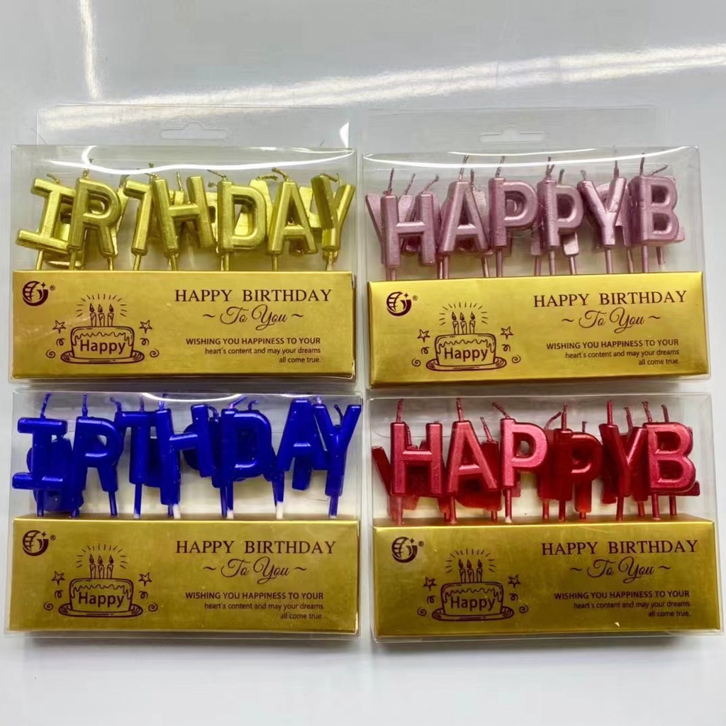 Phụ kiện trang trí bánh sinh nhật  Bộ nến chữ Happy Birthday