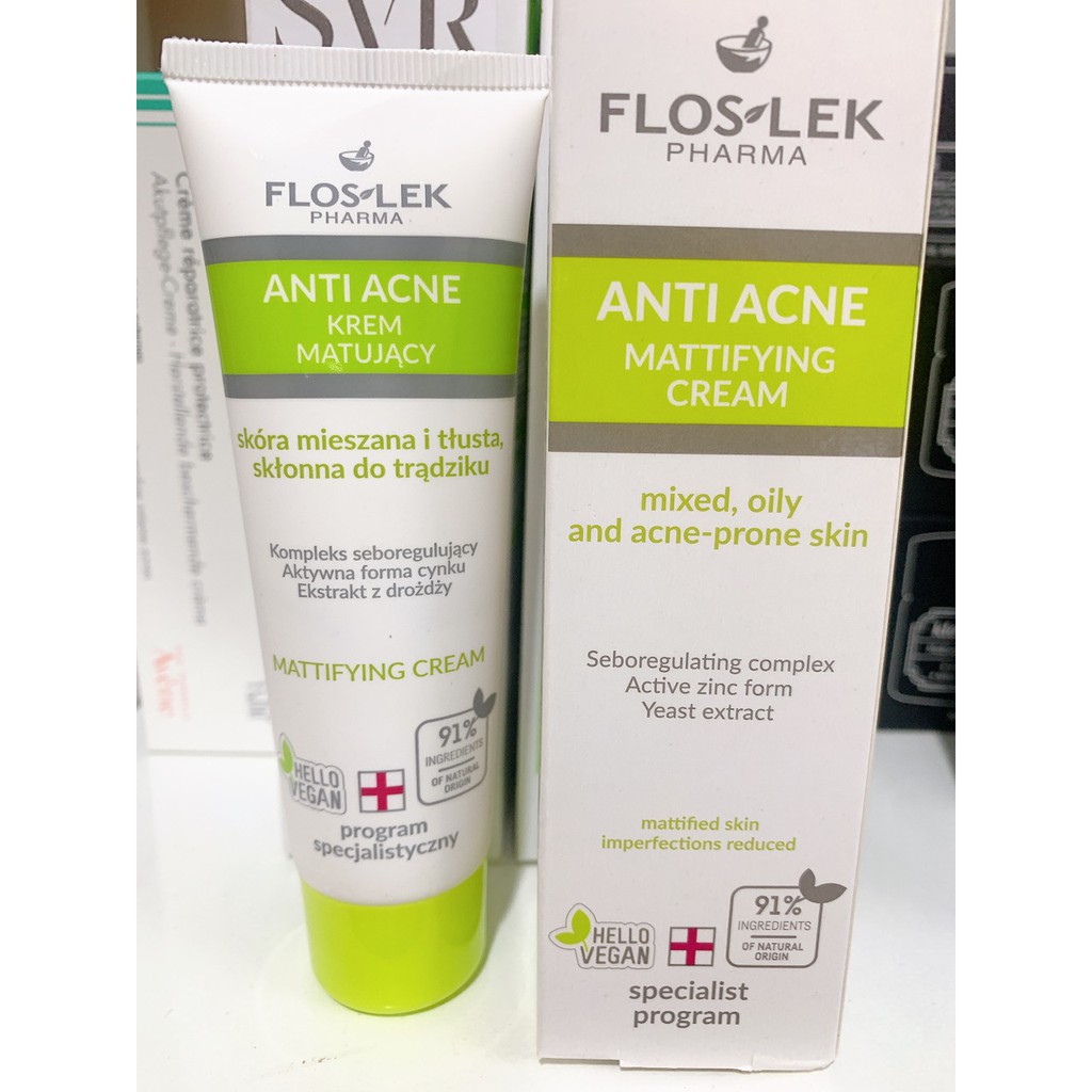 Floslek Anti Acne Mattifying Cream 50ml kem kiểm soát dầu và điều tiết nhờn