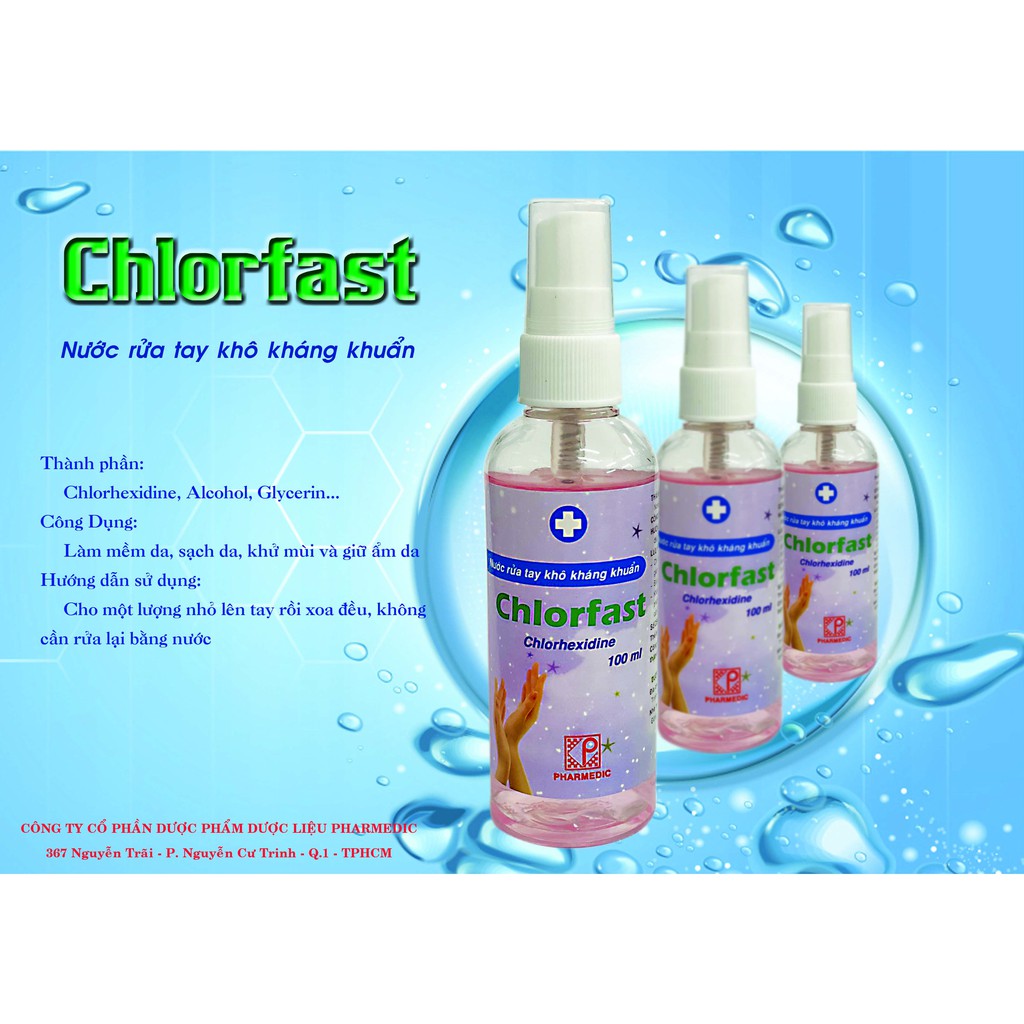 Nước rửa tay khô kháng khuẩn CHOLORFAST 100ML (Dạng Xịt)