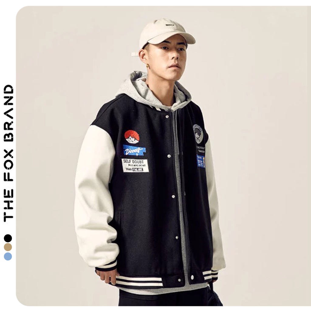 Áo khoác bomber chất nỉ bông form rộng dáng unisex in hình dinner phong cách ulzzang THE FOX