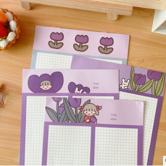 Set B5 Giấy viết, giấy ghi chú, giấy note trang trí DIY Cô Bé dễ thương thoả sức sáng tạo trang trí sticker washi tape