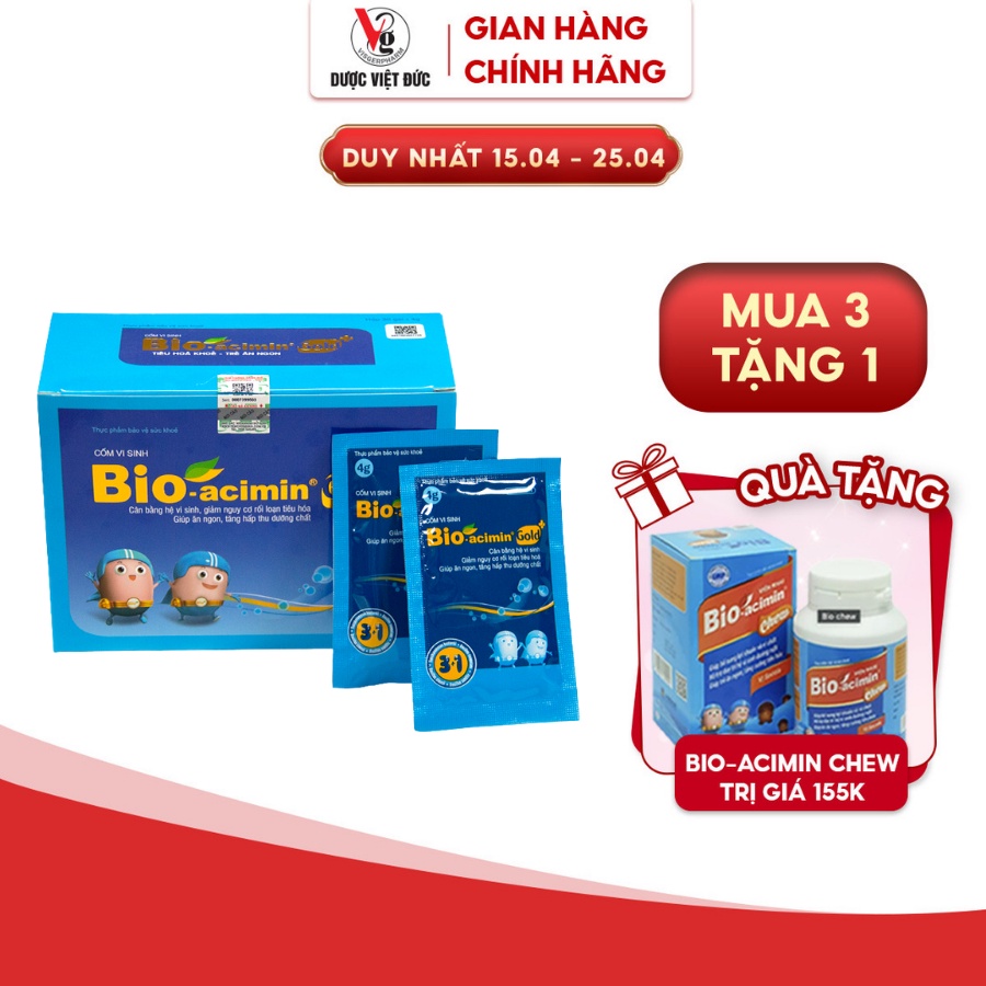 Cốm vi sinh Bio acimin Gold hỗ trợ trẻ ăn ngon tự nhiên bổ sung vi chất và các amin thiết yếu hộp 30 gói