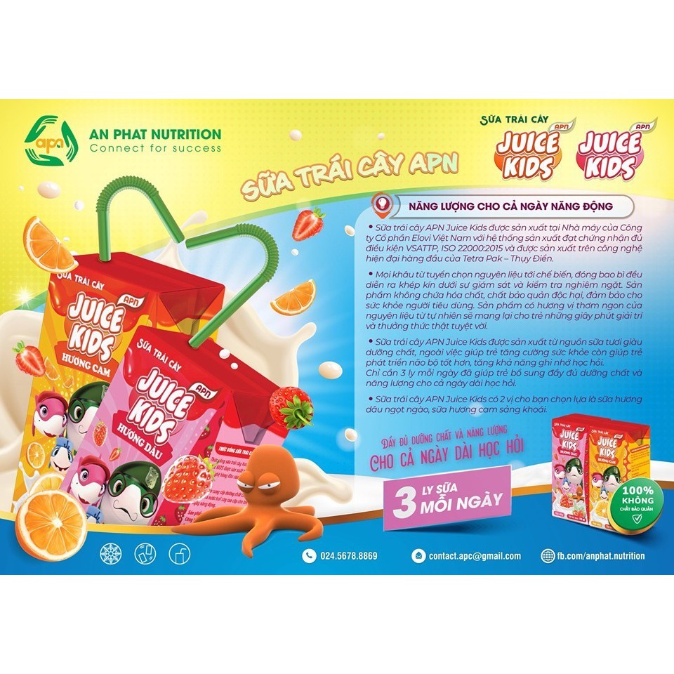 [RẺ VÔ ĐỊCH] Sữa trái cây APN Juice Kids 12 lốc x 4 hộp 110ml - Mẹ an tâm Bé thích mê (DATE 06/2020)
