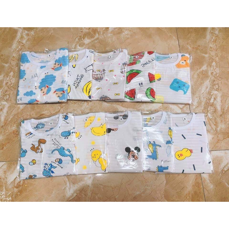 Bộ cộc tay chất cotton sợi tre mềm mát họa tiết dễ thương cho bé