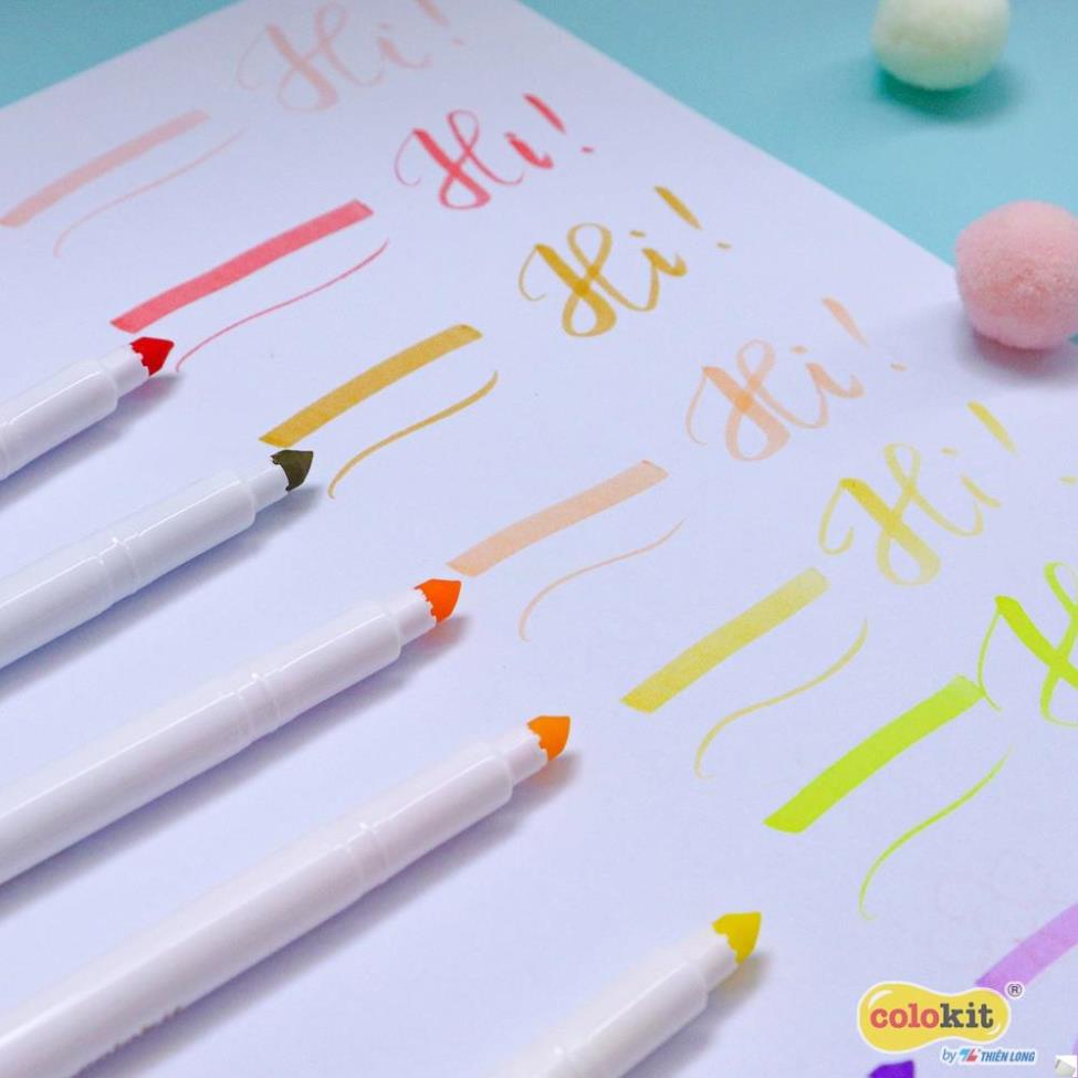 Bút lông 20 màu Pastel Washable Fiber Pen Thiên Long Colokit SWM-C008 - Bút lông màu rửa được - viết nét thanh nét đậm .