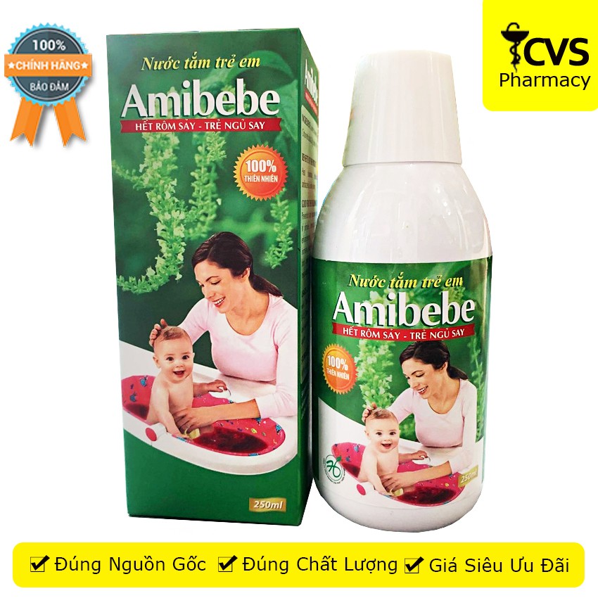 Amibebe - Nước tắm thảo dược cho trẻ sơ sinh và trẻ nhỏ chai 250ml - cvspharmacy