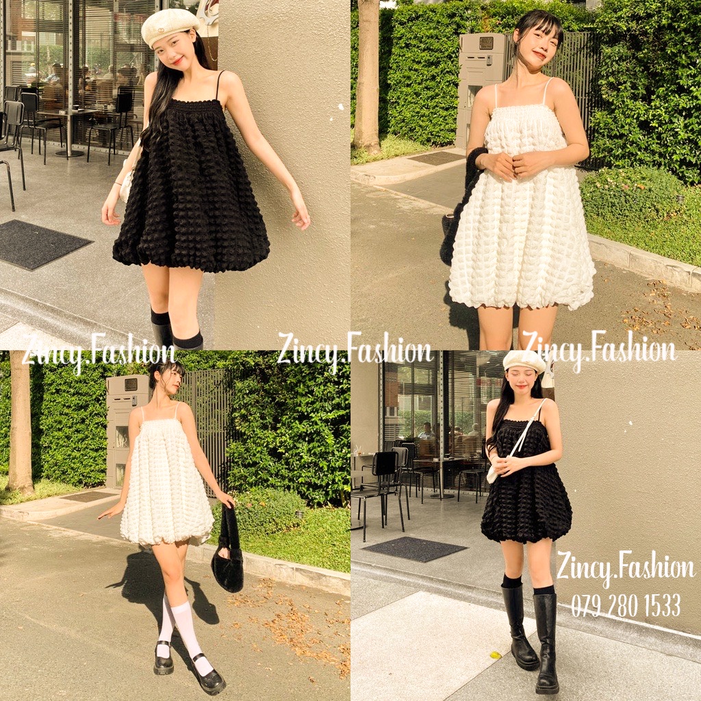 Đầm babydoll 2 dây xốp bí có lót Váy 2 dây tiểu thư dễ thương đầm xoè ngắn KÈM HÌNH THẬT DXB001