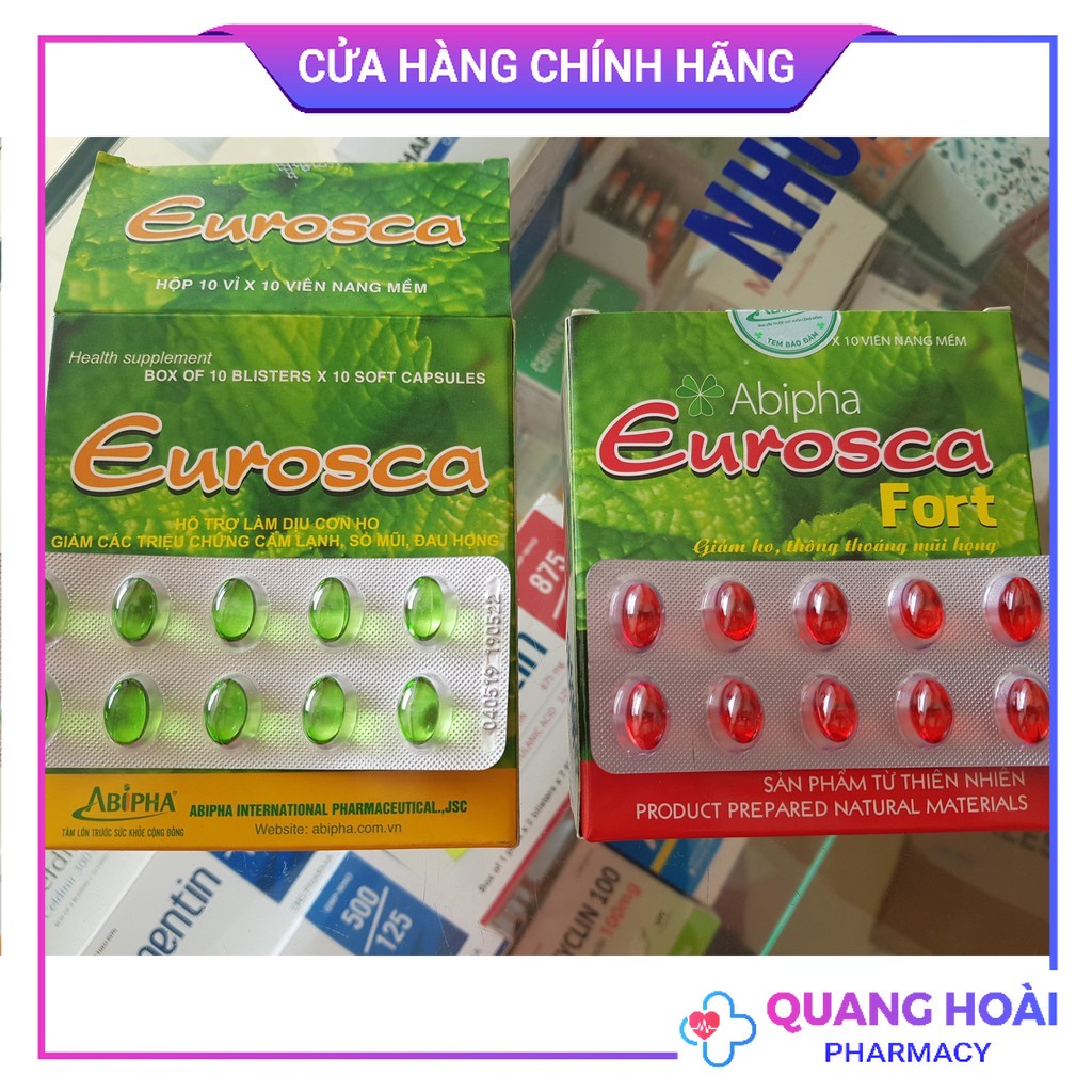 Eurosca, Eurosca Fort Abipha - Giảm ho, thông mũi, giảm triệu chứng đau họng, cảm lạnh