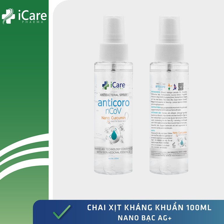 Xịt Kháng Khuẩn Chiết Xuất Dược Liệu & Nano Ag - 100ml