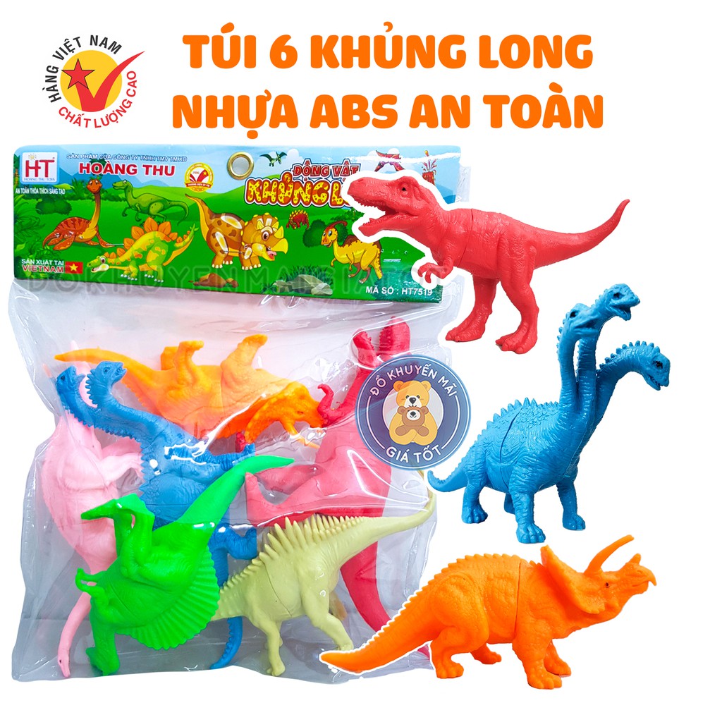 Đồ chơi mô hình khủng long 6 con bằng nhựa dẻo cho bé Hàng Việt Nam HT7519 - Đồ khuyến mãi giá tốt