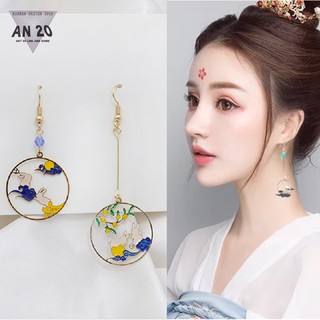 Bông Tai Phong cách cổ trang Trung Quốc Cần cẩu bông tai Fairy Crane