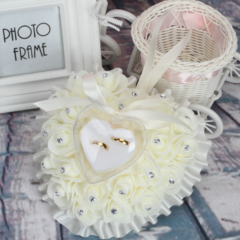 Flgo Hộp Đựng Nhẫn Cưới Hình Trái Tim Bằng Nhung Vintage Hoàn Hảo Cho Cô Dâu Đính Hôn