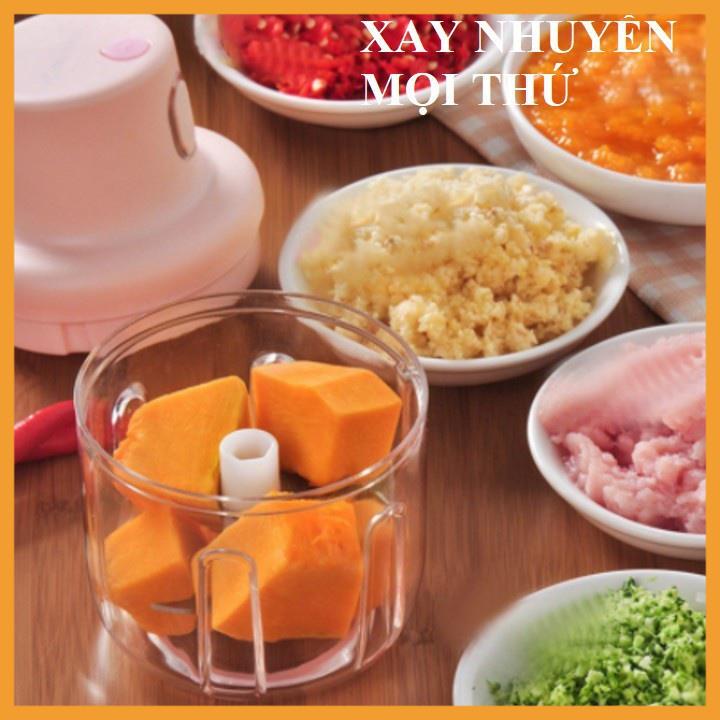 Máy Xay Thịt Mini - Máy Xay Tỏi Ớt Mini Cầm Tay Tự Động Siêu Khỏe - Xay Đồ Ăn Dặm, Rau, Củ, Quả, Thịt Tiện Lợi