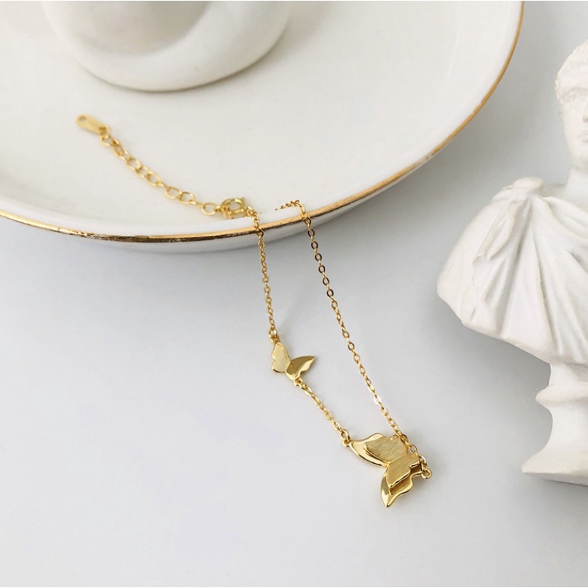 Vòng tay nữ  Titan Không Gỉ, mạ vàng 18k bền đẹp hình bướm xinh xắn Her Accessories TT9