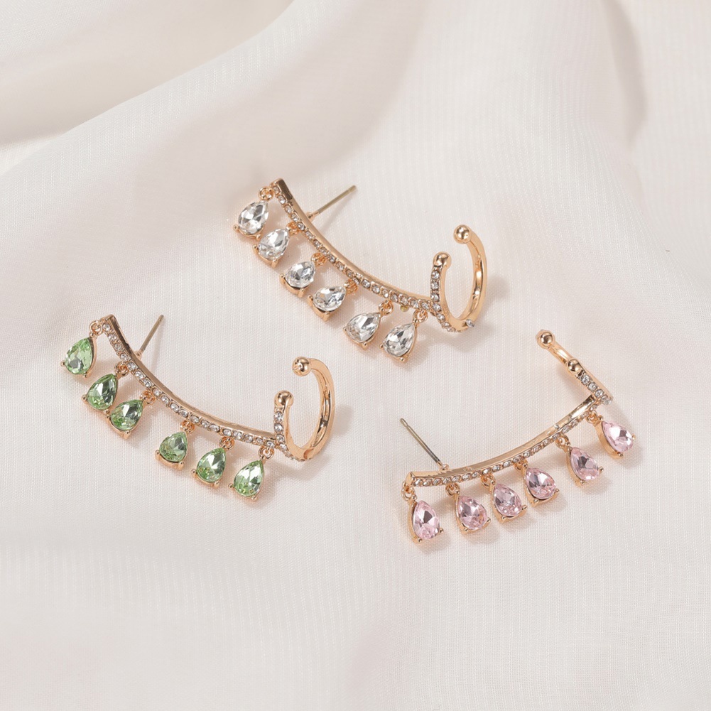 1 Khuyên Kẹp Vành Tai Đính Đá Zircon Hình Giọt Nước Thời Trang