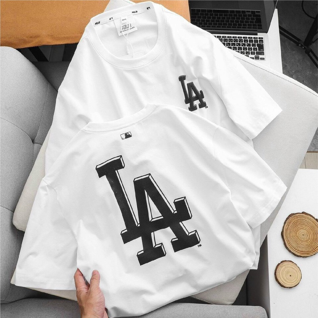 Áo thun unisex nam nữ in chữ LA chất liệu 100% cotton thoáng mát