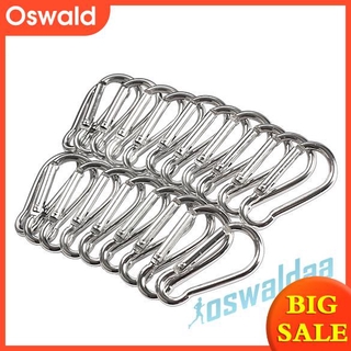 Bộ 20 móc gài carabiner treo móc chìa khóa có lò xo bằng nhôm màu bạc dùng khi đi leo núi