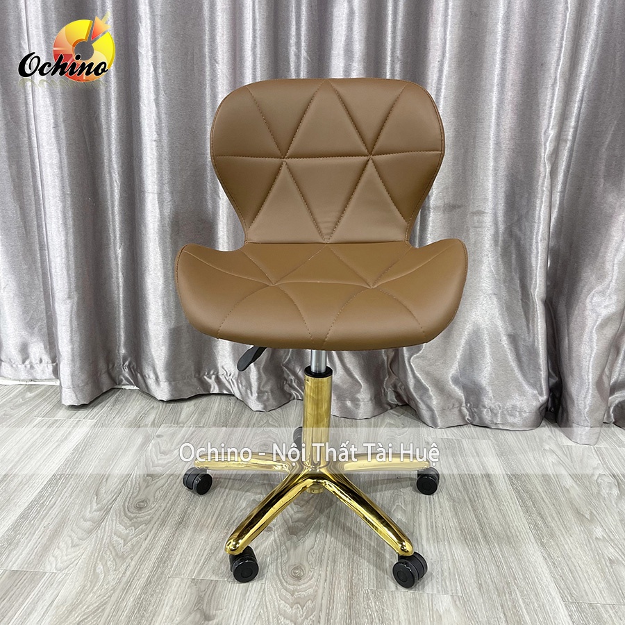 Ghế Trang Điểm Xoay Chân Vàng Sao, Ghế Spa Phun Săm Bọc Da Mẫu Kim Cương Sang Chảnh (Hình Thật Shop Chụp)