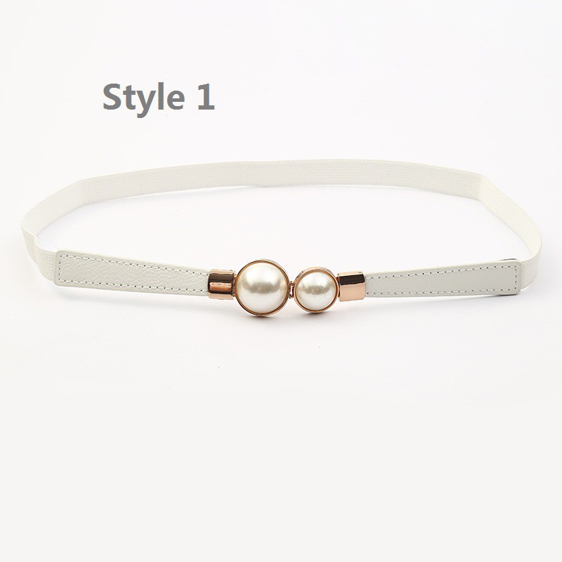 Thắt lưng co giãn đính hạt giả ngọc trai