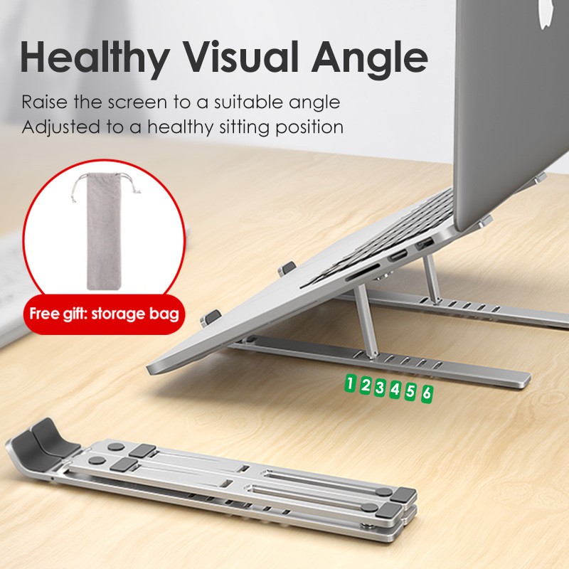 Giá đỡ laptop stand nhôm hỗ trợ tản nhiệt có thể gấp gọn chỉnh độ cao để