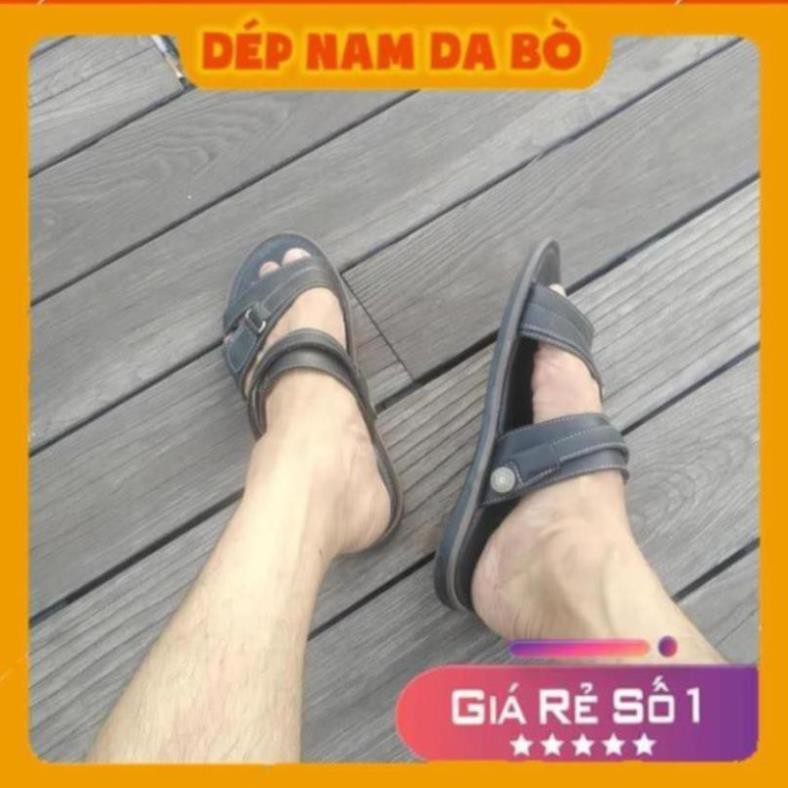 🍊 [Sale 3/3] [FREESHIP - Toàn Quốc] Dép Nam Da Bò - Dép Quai Hậu Quai Chữ Z Màu Đen Sale 11 -op1 🍊 : , "