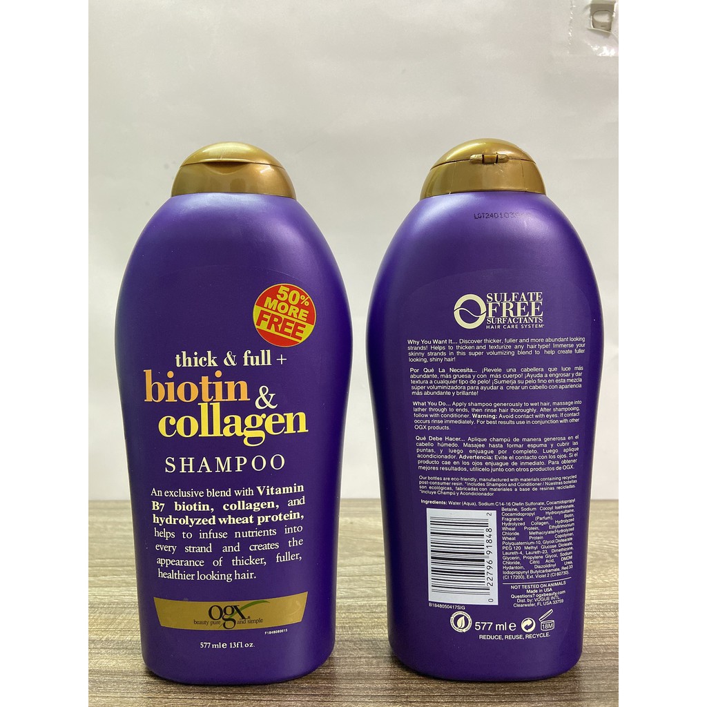 COMBO 1 DẦU GỘI + 1 DẦU XẢ BIOTIN COLLAGEN 577ML CHÍNH HÃNG