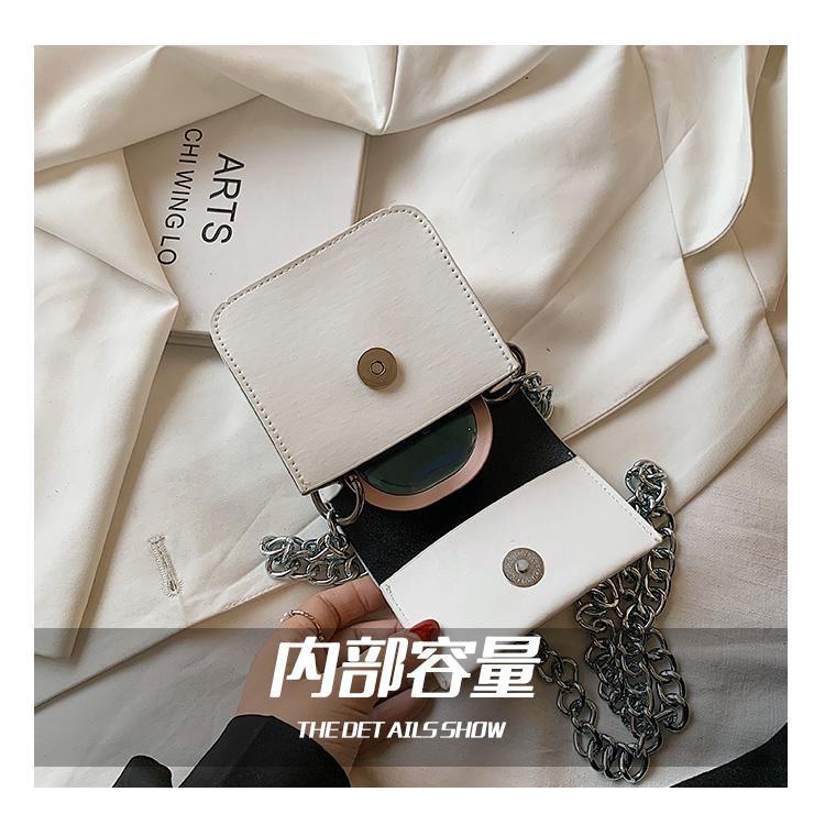 Túi đeo chéo mini dây xích nữ chuỗi dày thời trang túi hộp vuông