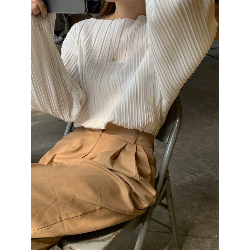 Áo nữ dài tay cổ tròn thời trang Hàn Quốc | BigBuy360 - bigbuy360.vn