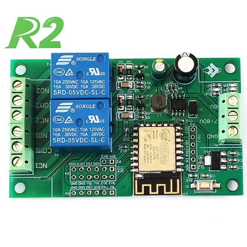Rơ Le Mạng Wifi Esp8266 Esp-12F 2 Kênh 5V/8-80V Dành Cho Arduino