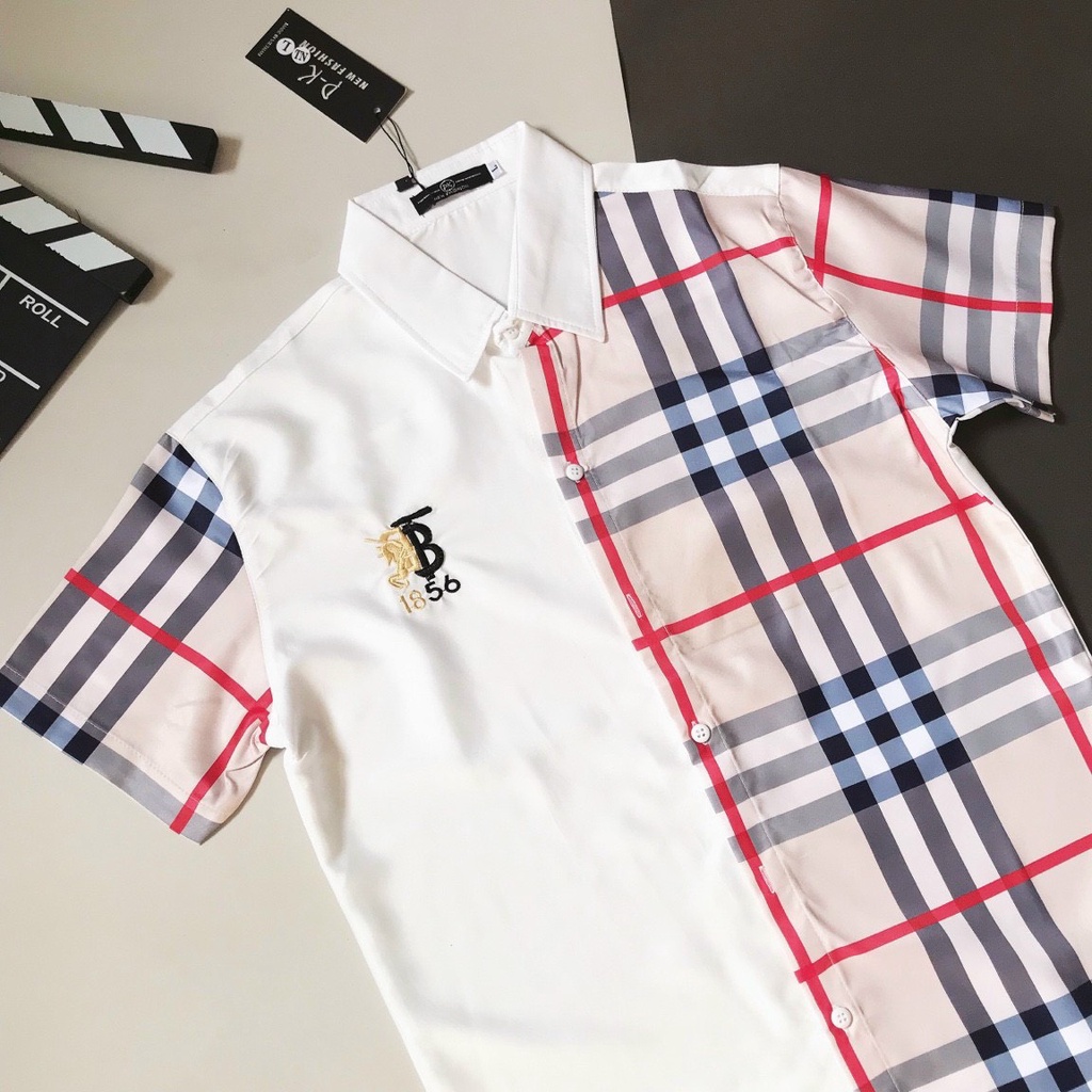 Áo sơ mi nam tay ngắn giá rẻ thêu logo BBR mẫu mới giá rẻ vải mặc mát cao cấp VBSHOP007