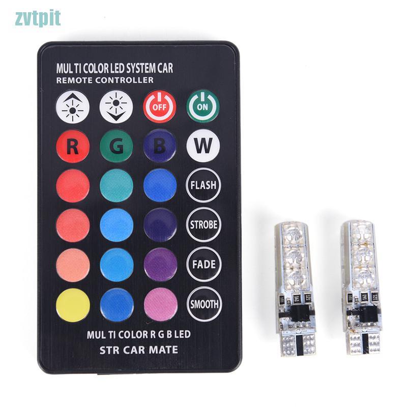 [ZVT] 2x T10 6SMD 5050 RGB LED Car Wedge Side Light Reading Lamp Bulb + Remote Control  PT