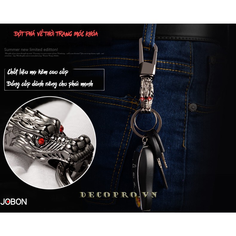 MÓC KHÓA ĐẦU RỒNG JOBON FULLBOX Mắt Đỏ