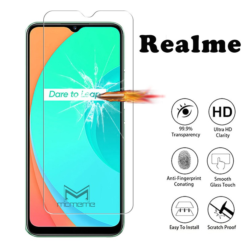 Kính cường lực trong suốt bo cạnh cho OPPO Realme C21 C21Y C20 C25 C11 C12 C15 C17 7 6 5 X2 3 Pro 7i XT C3 C3i 6i Q X 5i 5s C2 C1 2020 2.5D