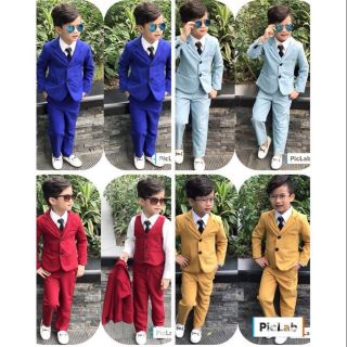 Set vest+gile+quần cho bé trai