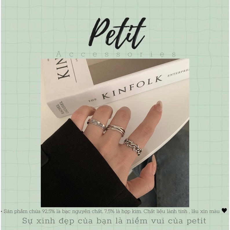 Nhẫn la mã s925 set 3 chiếc