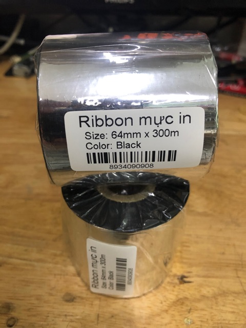 Ribbon mực in mã vạch tem nhãn phụ size 64mm x 300m