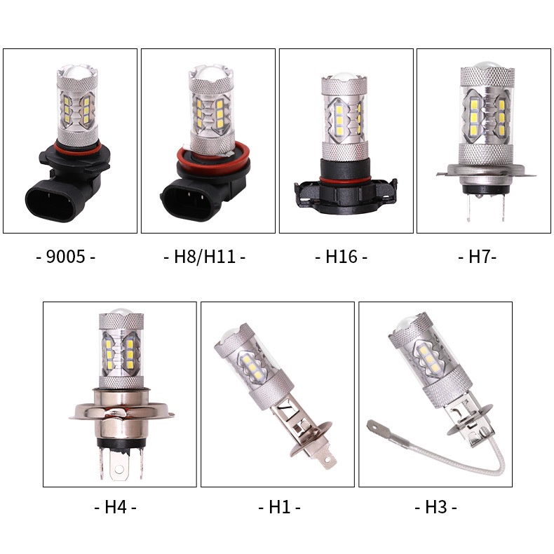 Đèn chân H1, H3, H8, H11, 9005, 9006 gắn đèn sương mù, đèn hậu cho ô tô xe máy bằng LED 80W chip 2835