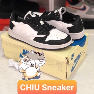 Giày thể thao nam nữ Jordan cổ thấp travits đen trắng panda cao cấp giày Sneaker Jordan 1 low panda