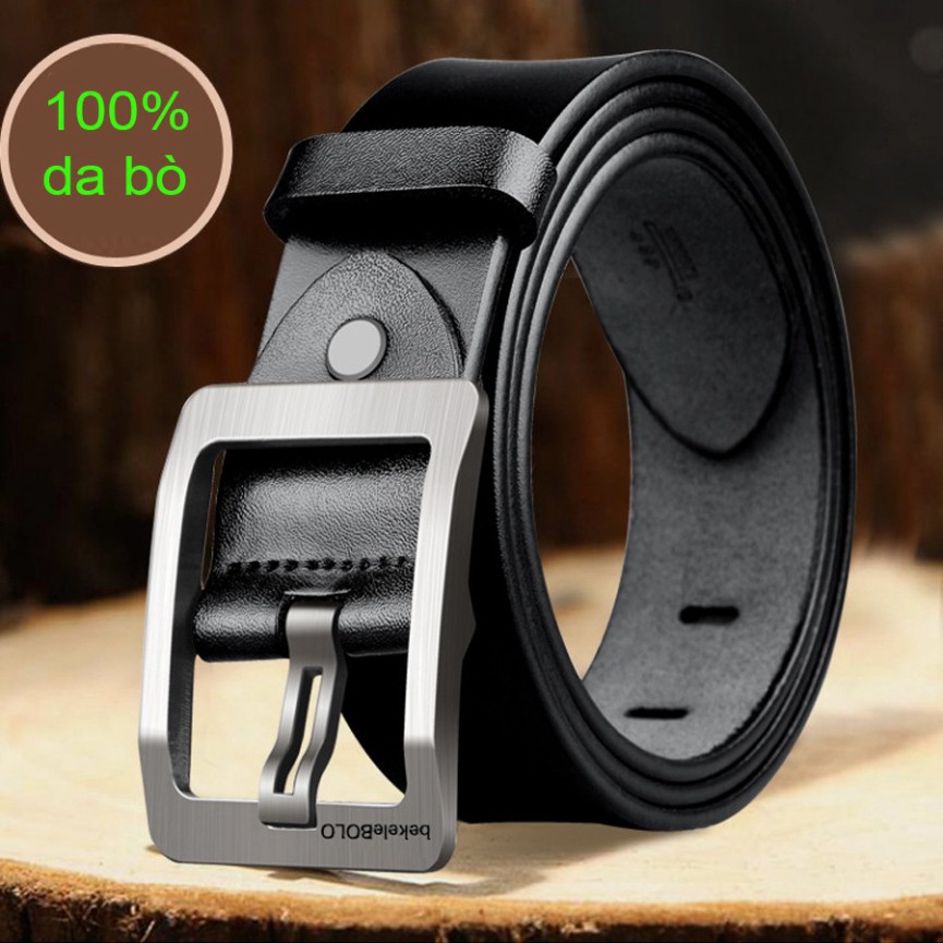 HÀNG HIỆU/Thắt Lưng Da Nam Khóa Tự Động Cao Cấp Dây Nịt Nam Da Bò 100% Chính Hãng Bekele POLO Mầu Bạc Nam Tí