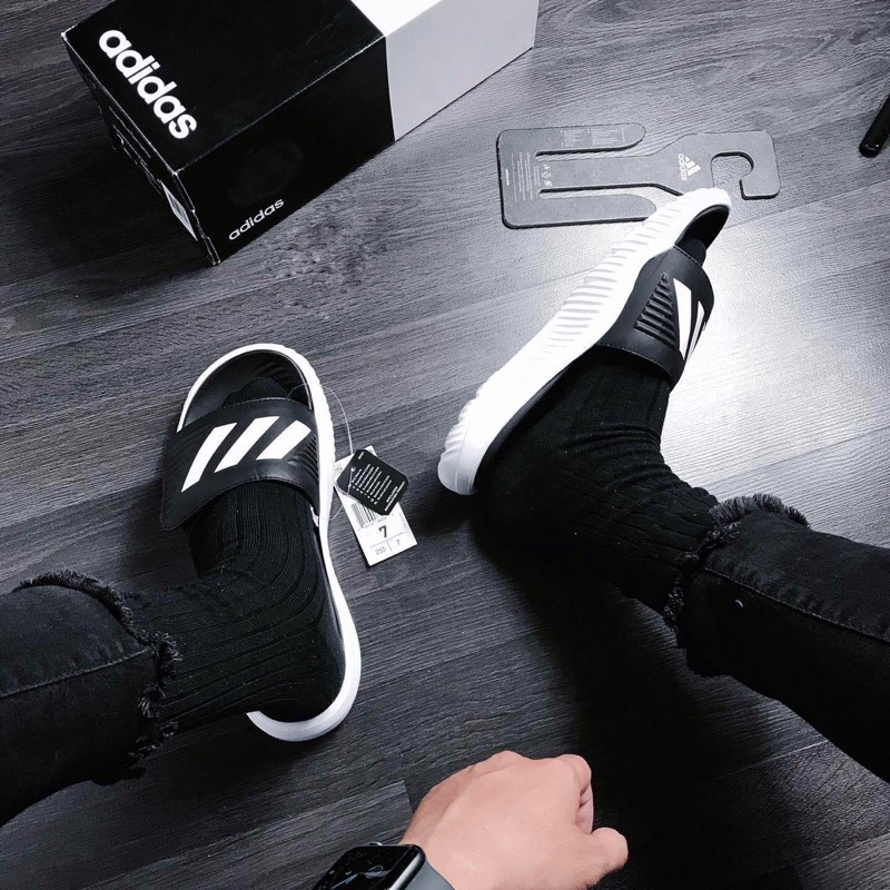 Dép Adidas Alpha Bounce Slides màu Đen Trắng/ Core Black
