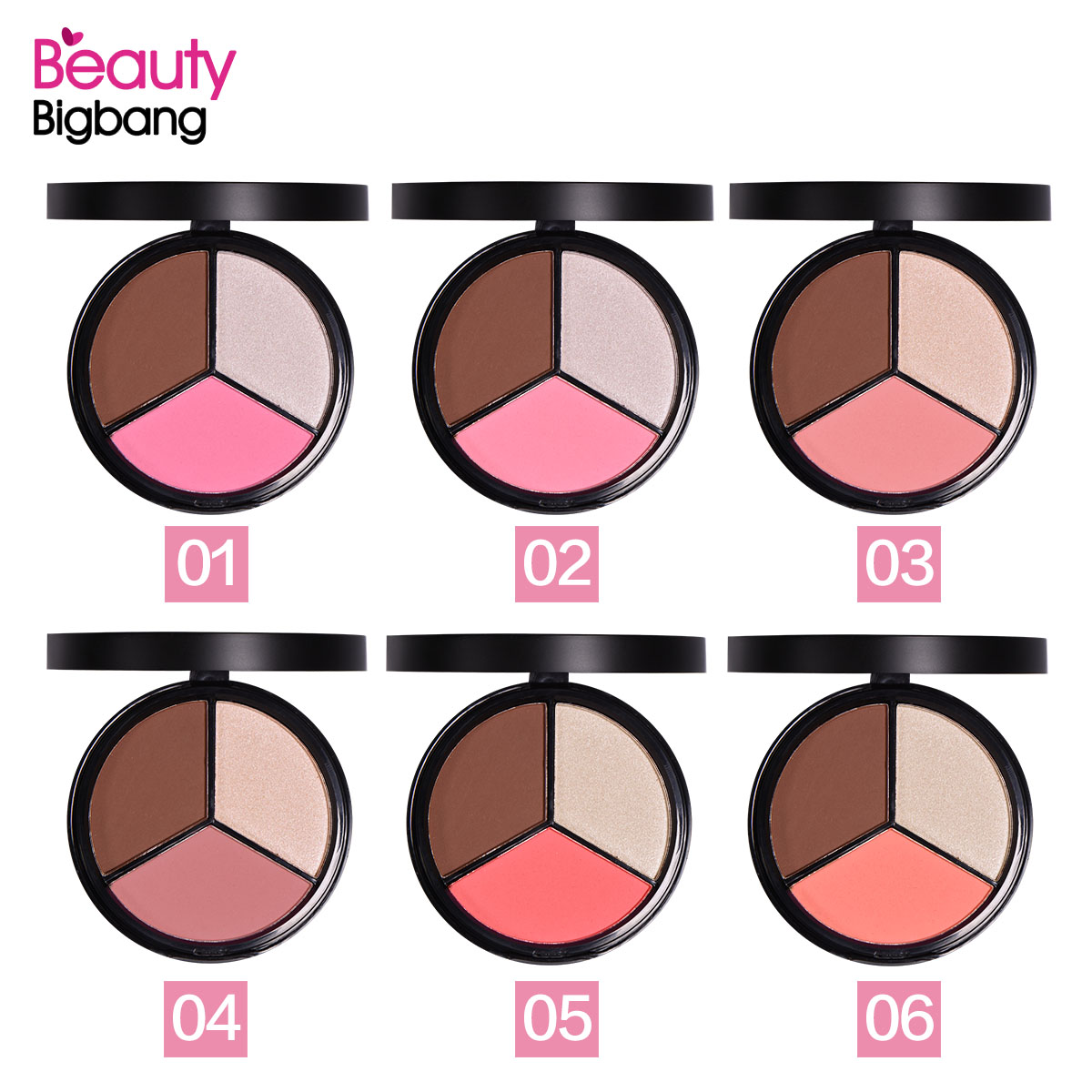 [Hàng mới về] Bảng Phấn Bắt Sáng Và Tạo Khối 3 Màu Chuyên Nghiệp | BigBuy360 - bigbuy360.vn