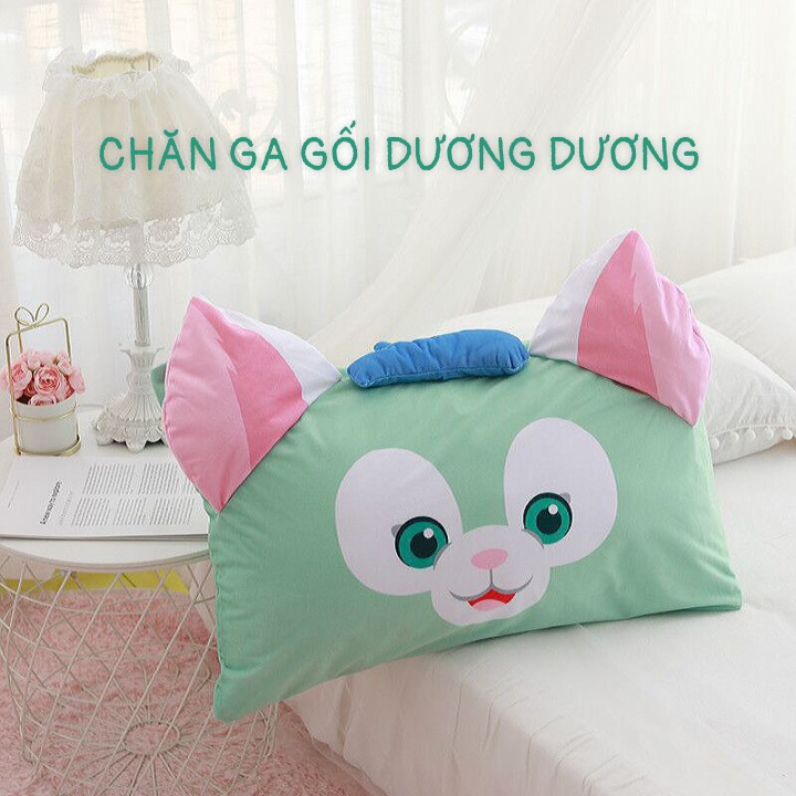 Gối nỉ nhung cao cấp cho bé ruột bông gòn êm ái độ đàn hồi cao mẫu chuột xanh