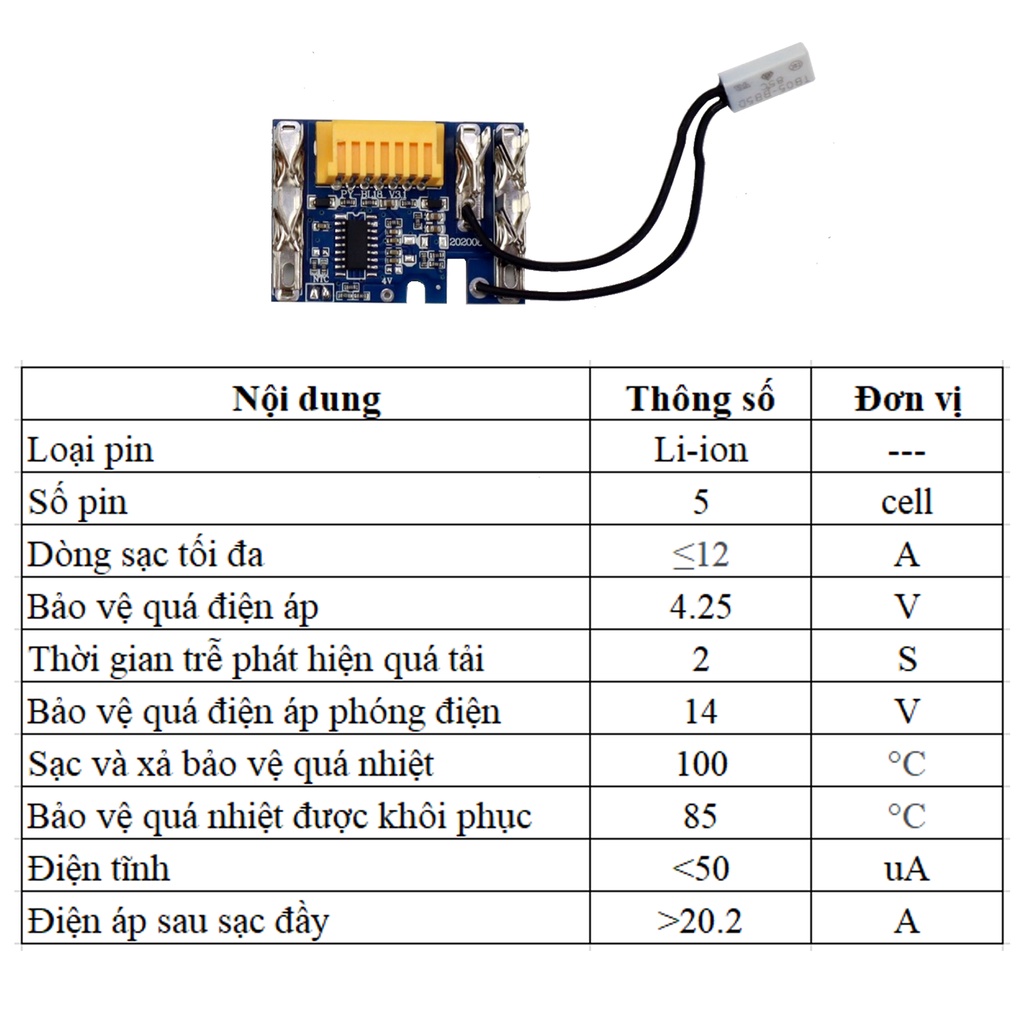 Mạch bảo vệ pin sạc 5s thay thế cho pin Makita BL1830/1850/1860 18V (mạch nhỏ)