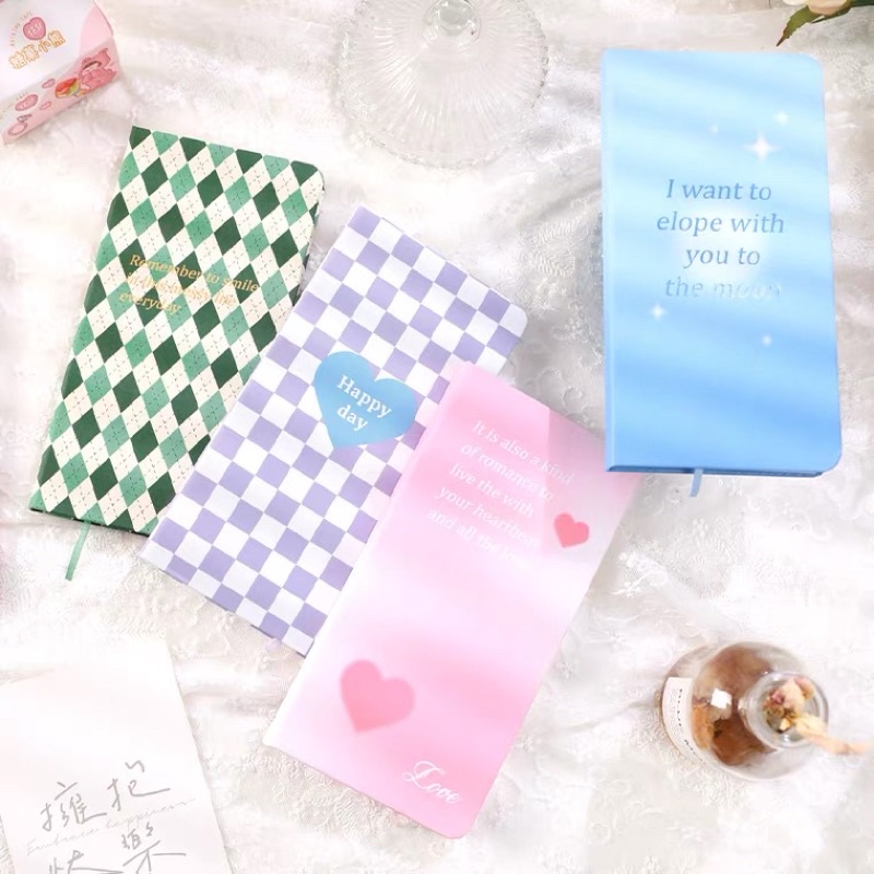 Sổ Tay Slim Sổ Tay Bullet Journal Ruột Caro Bìa Cứng Hoạ Tiết Phong Cách Highteen Mẫu Mới 2022
