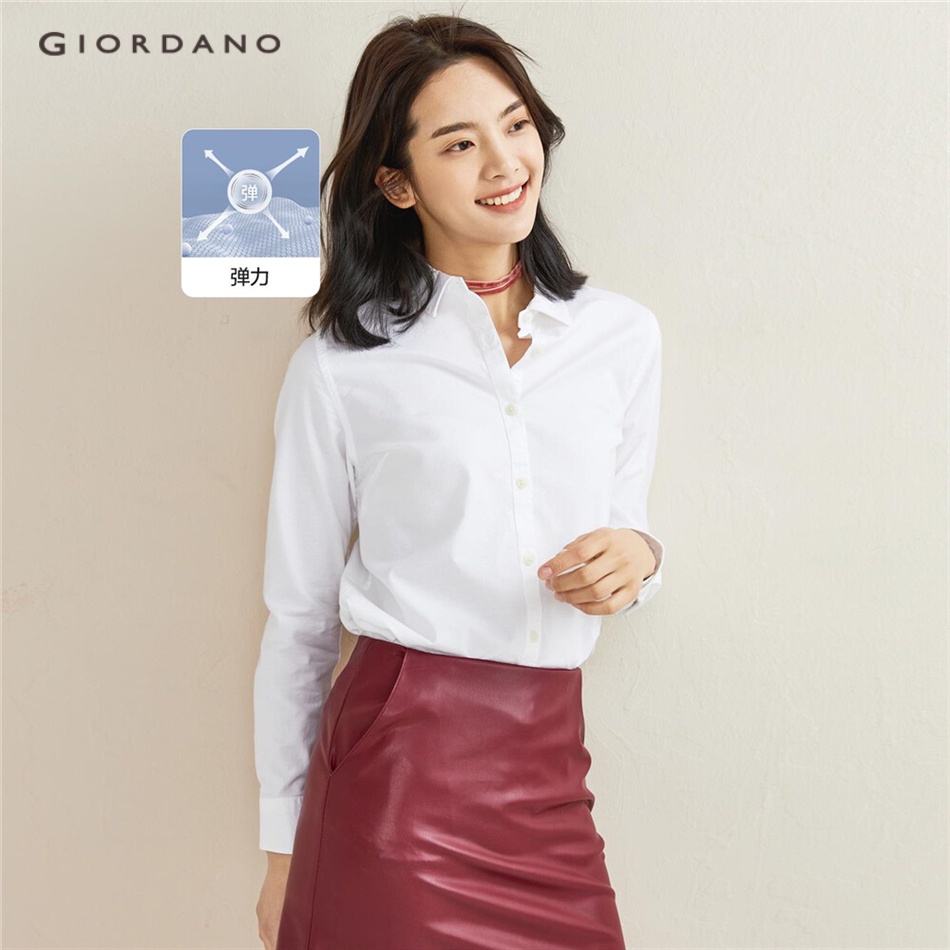 Áo sơ mi Giordano 05341105 dài tay chất vải jean ấm áp cho nữ