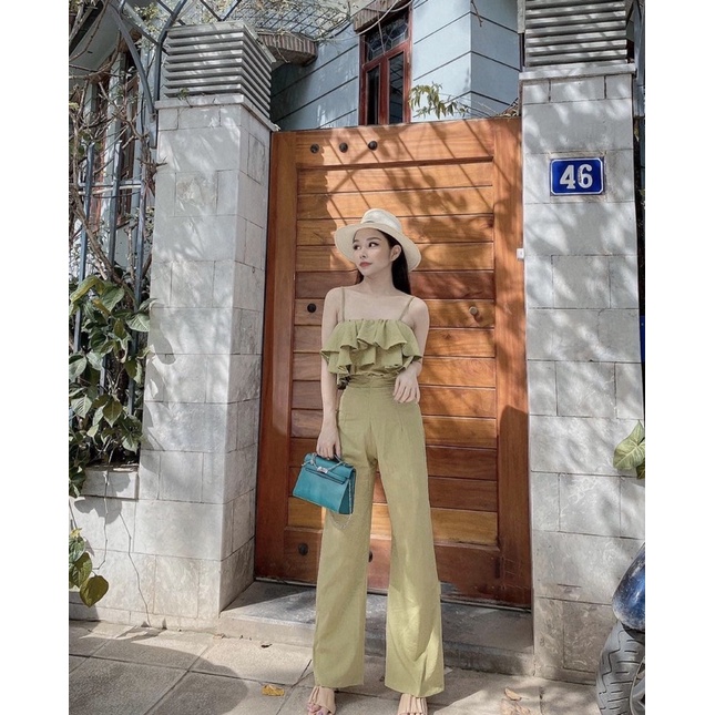 SET ÁO HAI DÂY BÈO TẦNG + QUẦN XUÔNG CẠP CAO